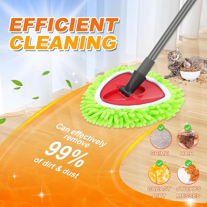 4 Pack Mop Pads Compatible with O-Cedar Easy Wring 1-Tank Spin Mop System, Replacement for Hardwood Floor Cleaning, Green