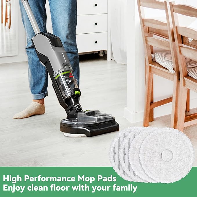 3764 Replacement Mop Pads for Bissell SpinWave: Compatible with Bissell Spinwave Spin Mop 3764,37643 Series Hard Floor Mop Cleaners - 8 Scrubby Pads,4 Soft Pads,Washable & Reusable(12 Pack)
