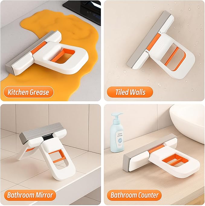 Mini Mop for Small Spaces - Streak-Free Window Squeegee Scrubber with Spray Bottle, Multisurface Glass Cleaner Kit for Car/Home Windows, Mirrors & Shower Doors (A)