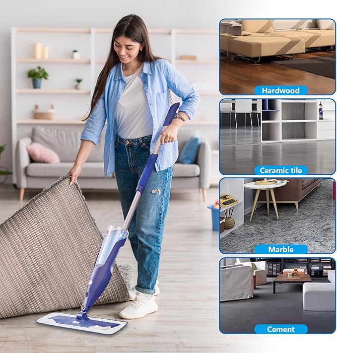 6 Pack Deep Clean Pads Replacement for Bona Family of Mops, Washable & Reusable Microfiber Cleaning Pad for Hardwood and Multi-Surface Floors Cleaning Head, Wet/Dry Mop