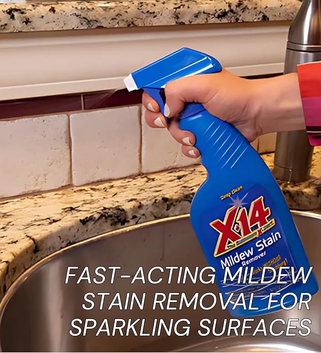 Malco X-14 Mildew Stain Remover Spray 1 qt Bundle with Microfiber Cloth - Fast-Acting Mold and Mildew Cleaner for Grout, Tile, Vinyl, Plastic, Boats, and More - No Scrubbing Required - (2 Items)
