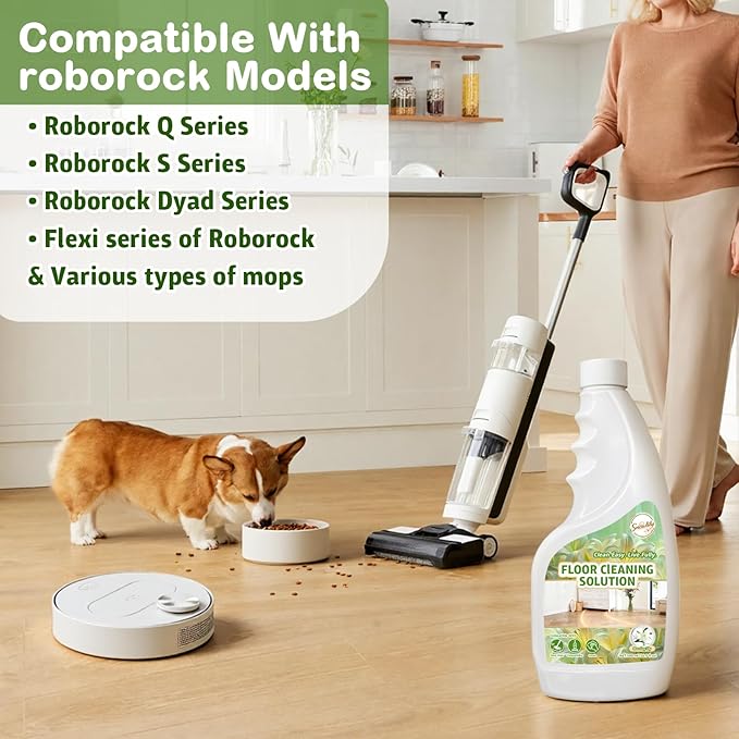 Snowlily 2 Pack Floor Cleaner Solution for Hardwood & Tile Floors, Compatible with Roborock, All Robot Vacuum Mops & Wet Dry Vacuum Cleaners, 1:100 Dilution Ratio