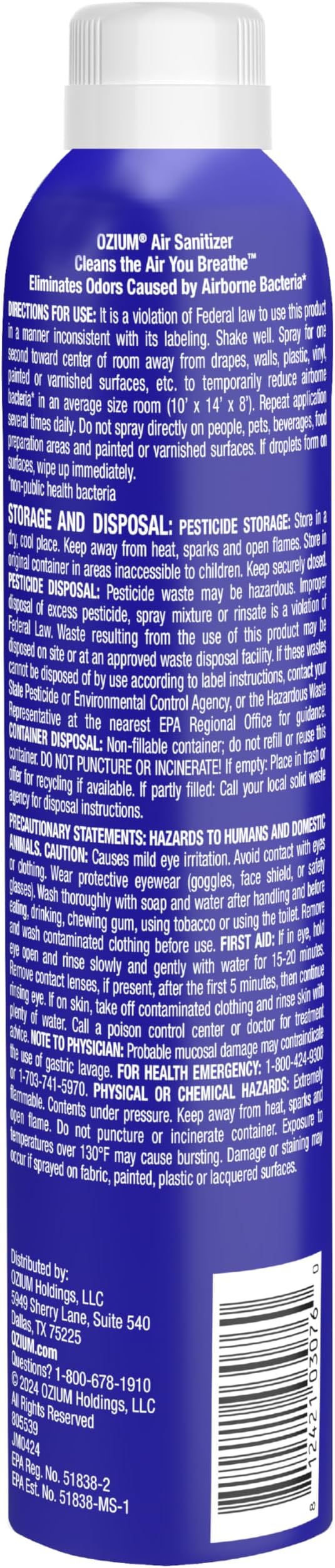 Ozium 3.5 Oz. Air Sanitizer & Odor Eliminator for Homes, Cars, Offices and More, Original Scent, 4 Pack