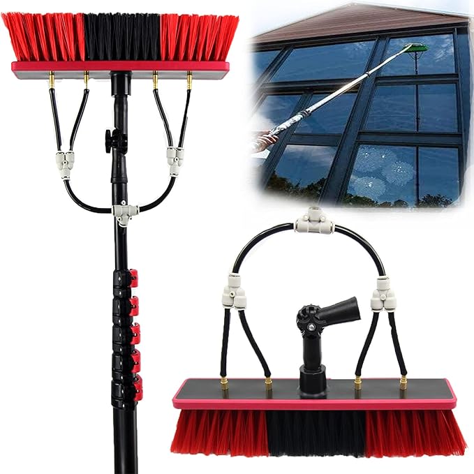 Glass Cleaning Brush,Window Cleaning Pole Water Fed Telescopic Brush Extendable Cleaner Conservatory Roof,Cleaning Photovoltaic and Solar Panels Water Fed Pole Kit,7.2M