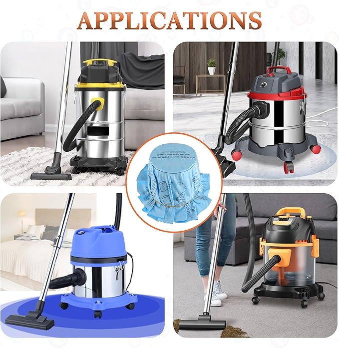 Reusable Wet Dry Vac Filter VF2002 90107 Dry Disc Vacuum Filters for Most 5 Gallon and Larger Shop Vac Branded Wet/Dry Vacuum Cleaners(pack of 12pcs Disc Filters 6pcs Retaining Bands)