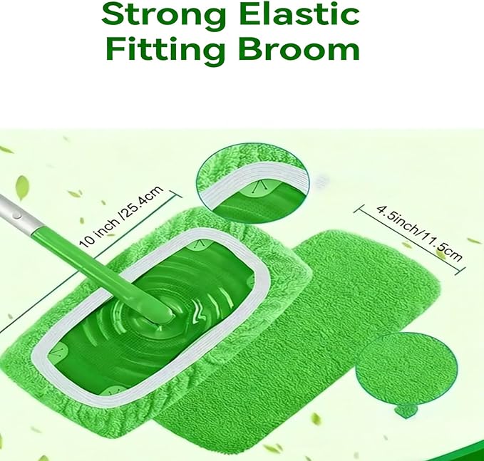 Chenille Mop Refill Pads, Chenille Mop Pads, Household Replacement Mops Pad, Reusable Mops Pad Compatible, for Hardwood Tile Laminate Floors Cleaning & Pet Hair (Green,4)