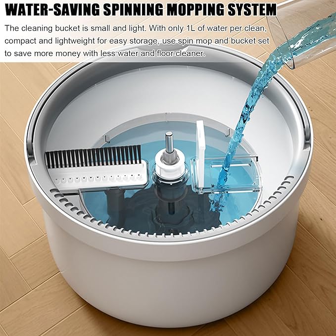 Spin Mop and Bucket with Separate Dirty and Clean Water, 360° Spin Mop and Bucket System, 3 Replaceable Mop Pads, Square Mop for Floor Hardwood Tile Marble Wall Cleaning