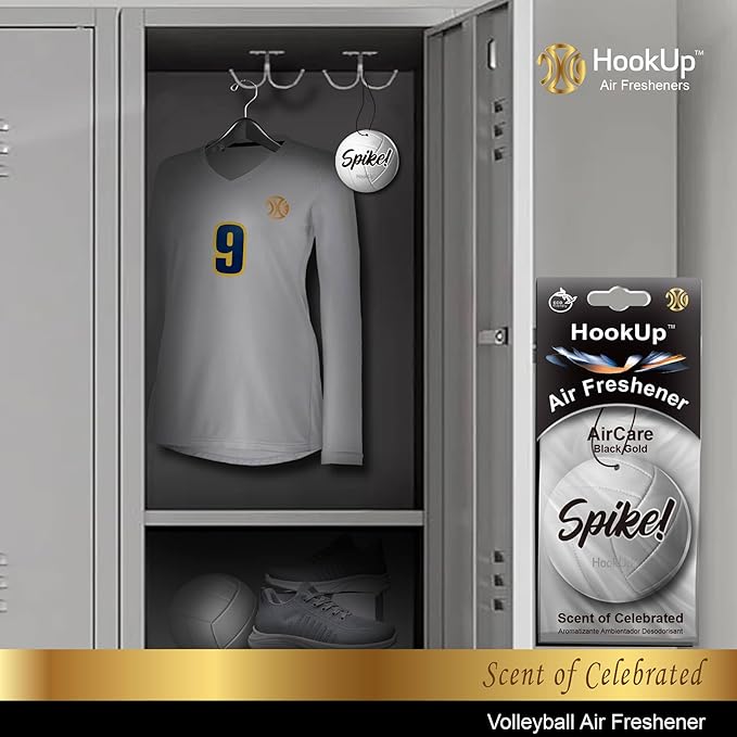 Volleyball Car Air Freshener by HookUp - 2 Pack - Black Gold Scent (Extra Strong) | Unique Volleyball Gift for Players, Coach, Fans | Hanging Car Accessory with Long Lasting Fresheners Smell
