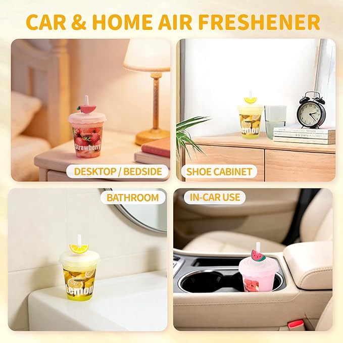 Diffusers for Home Watermelon Scent 2 Pack, Bathroom Diffuser Fruit Cup Shape for Office, Air Freshener Diffuser Gel Leak-Proof Car & Room, Bathroom Scent Diffuser for Friends and Family