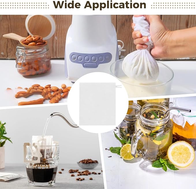 100 PCS Commercial Cold Brew Coffee Filters, Large Disposable Filter Bag for 5 Gal Bucket, Non-Woven Fabric Fine Mesh Brewing Bags for Coffee Shops, Restaurants, Home Brewing