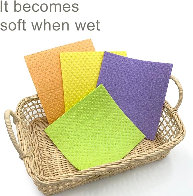 Swedish Dishcloths for Kitchen Assorted 10 Pack Reusable Compostable Kitchen Cloth Made in Germany Cellulose Sponge Swedish Dish Cloths for Washing Dishes Reusable Paper Towels Washable