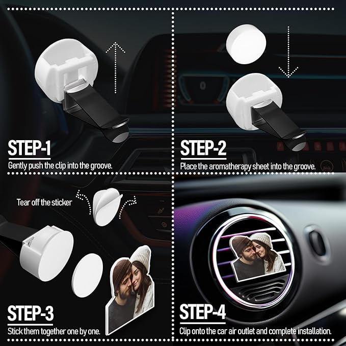 WOCOCN Personalised Car Air Freshener,Vent Clip Unique with Custom Picture,Cute&Meaning Gifts for Women,Friends,lover,Fun Driving Experience (Arcylic AA)