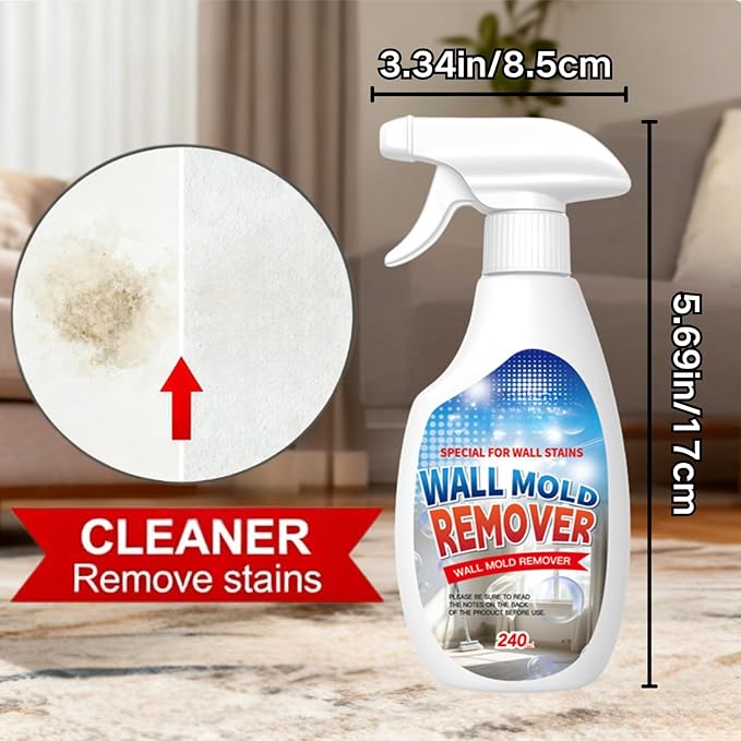 Highly Effective Removal Spray, Wall Cleaner Spray,Multi-Surface Cleaning Solution,Suitable Fortiles, Fabrics, Bathrooms, And Kitchen8.12 Fl Oz(Sponge*1+Cloth*1)