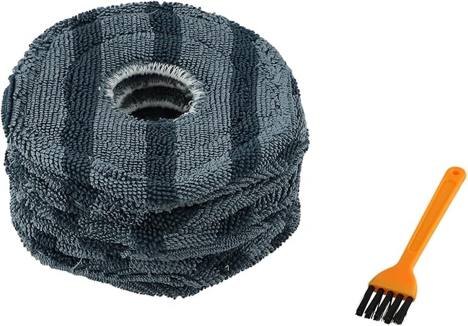 4/8-Pack Microfiber Mop Pads Fit For Eufy X10 Pro/Fit For Omni X9 Pro Robot Vacuum Cleaning, Washable Spin Mop Cloth Accessories For Hardwood, Tile And Carpet, With Small Brush(A)