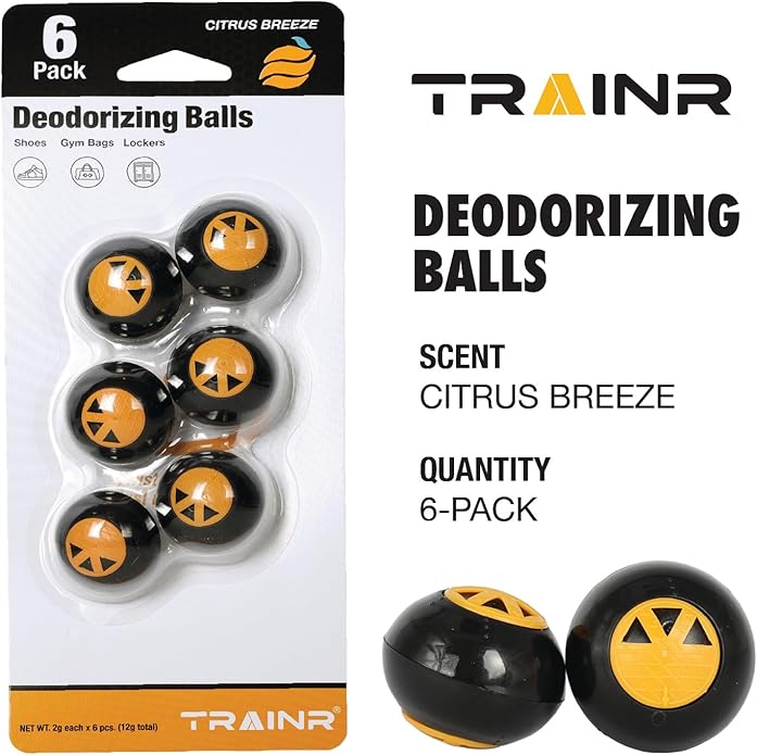 Citrus Breeze Deodorizing Balls 6-Pack TRNR-DB-CB, Shoe Deodorizer Balls and Gym Bag Odor Eliminator for Lockers, Closets and Sports Equipment with Adjustable Twist Vent Scent Control