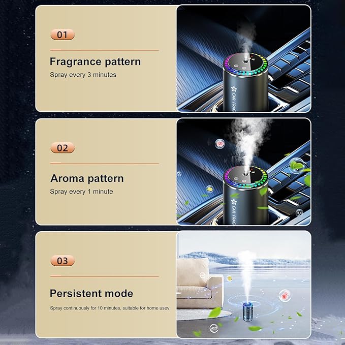 Mist Ultrasonic Humidifier Car Fragrance Diffuser Sure Here's A Product Title for Listing Air Freshener with Colorful Light Rechargeable Auto Chance
