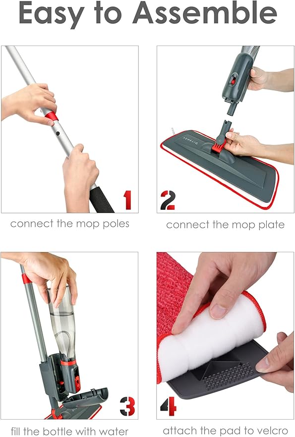VENETIO ProSweep Spray Mop Refills - Replacement Bottle & Squeegee, Leak Free Refillable Bottle for Floor or Window Cleaning, Pack of 1