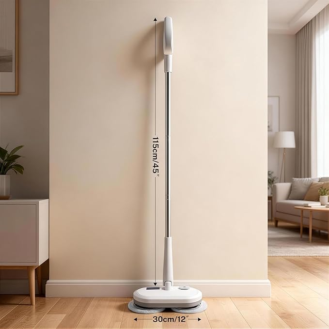 Cordless Electric Spin Mop with 220 RPM High Speed Motor for Hardwood Tile Laminate and Vinyl Floors with 6 Gray Pads