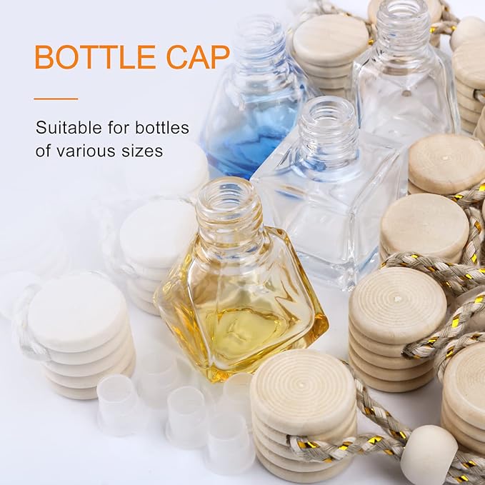 20 Pcs Car Air Freshener Perfume Bottle Replacement Caps With String Pendant Essential Oil Diffuser Replacement Lids Fragrance Aromatherapy Auto Ornaments Decor Accessories With Stoppers