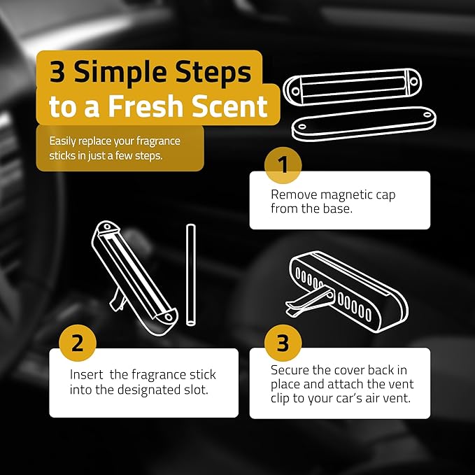 Premium Wooden Car Air Freshener Vent Clip | Box of 7 Scents Long Lasting Car Air Freshener with Magnetic Clip | Infused with Essential Oils | 60 Days' Worth of Car Scents by Perfa