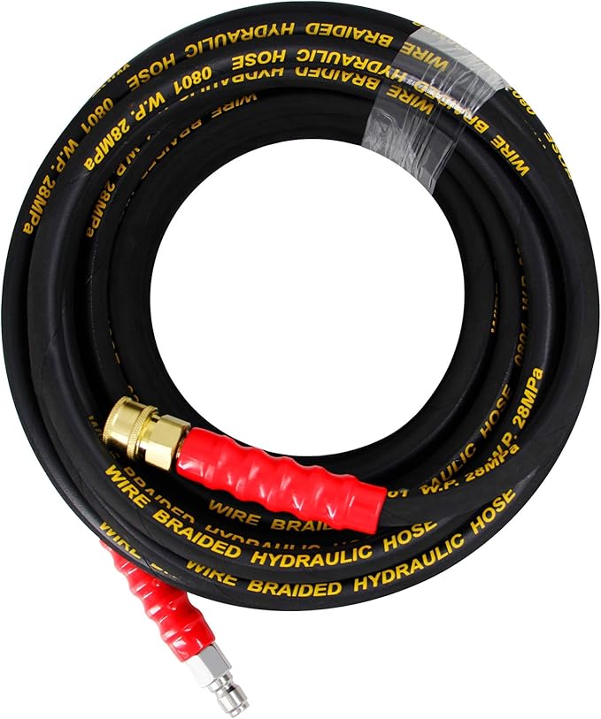 Twinkle Star 50FT Pressure Washer Hose with 3/8 Inch Quick Connect, High Tensile Wire Braided Power Washer Hose, 5,800 PSI