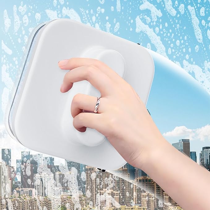 Yosoo Powerful Dual Sided Magnets, Adjustable Magnetic Window Cleaner for 3-10mm Glass, Ultra Fine Fiber Cloths with Silicone Squeegees, Safe Wrist Strap and Compact Design (D0310 (3-10mm))