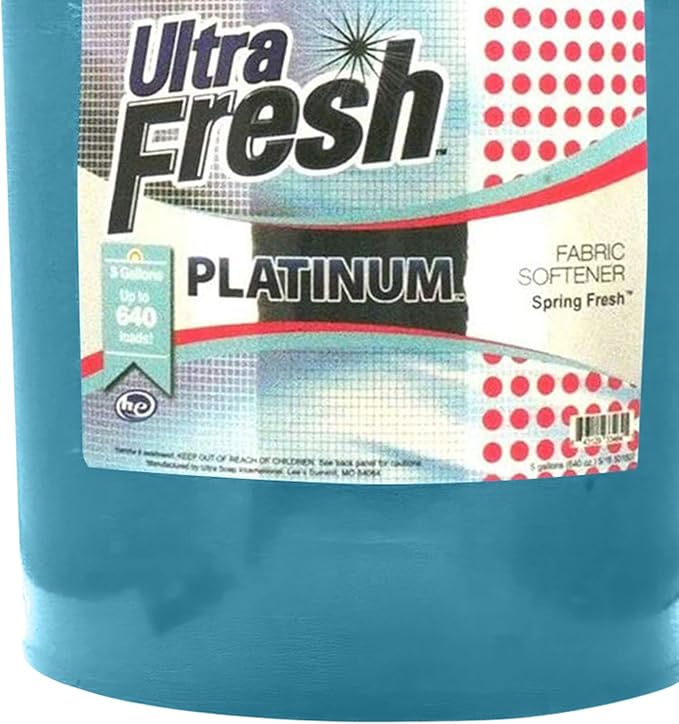Ultra Fresh Platinum 5 Gallon Spring Fresh Scented Fabric Softener Liquid with Pump for Easy Dispensing for Up to 640 Laundry Loads (6 Pack)