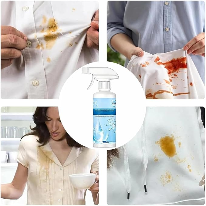Clothing Emulsifier Stain Remover, 300ML Non Ionic Laundry Pre-Treatment Spray, Powerful Oil & Grease Stain Remover for Clothes and Shoes, Active Enzyme Fabric Cleaner for Food, Dirt (2PCS)