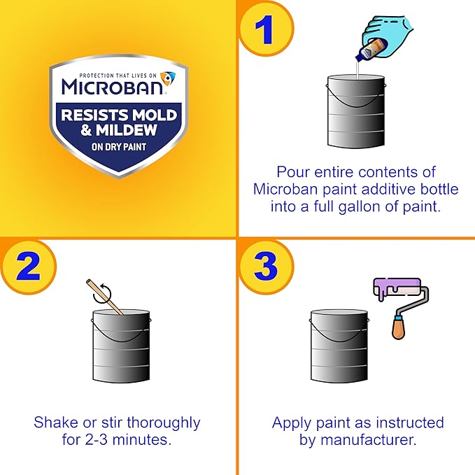 MICROBAN 1.5 oz. Fungicidal Paint Additive – Resists Mold & Mildew (Pack of 2)