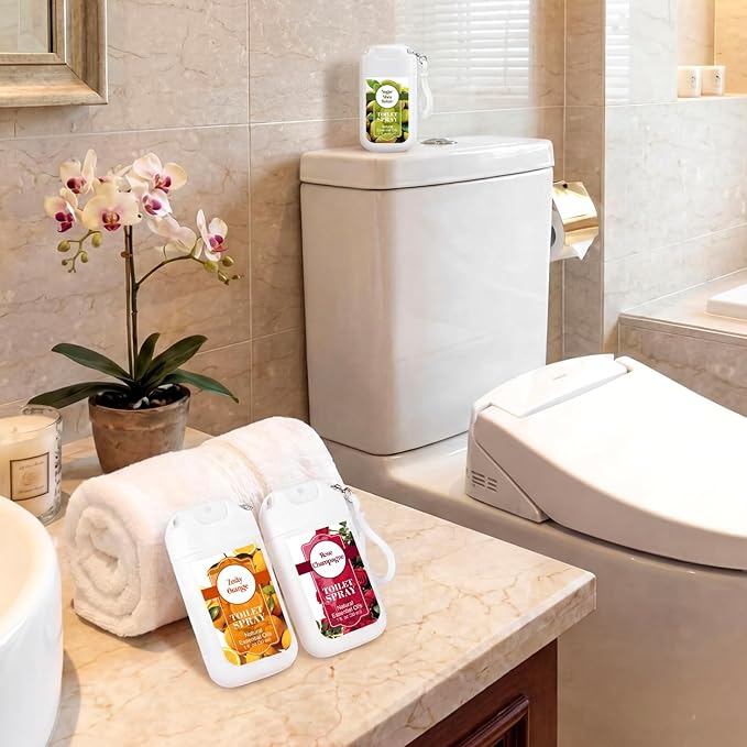 Loopeer 12 Pcs Poop Spray Keychain Each 1 Fl. oz Travel Size Toilet Spray Poop Gifts for Women Toilet Mini Air Freshener Pre-poop Odor Eliminator for Adults Bathroom Restroom Deodorizer (White Style)