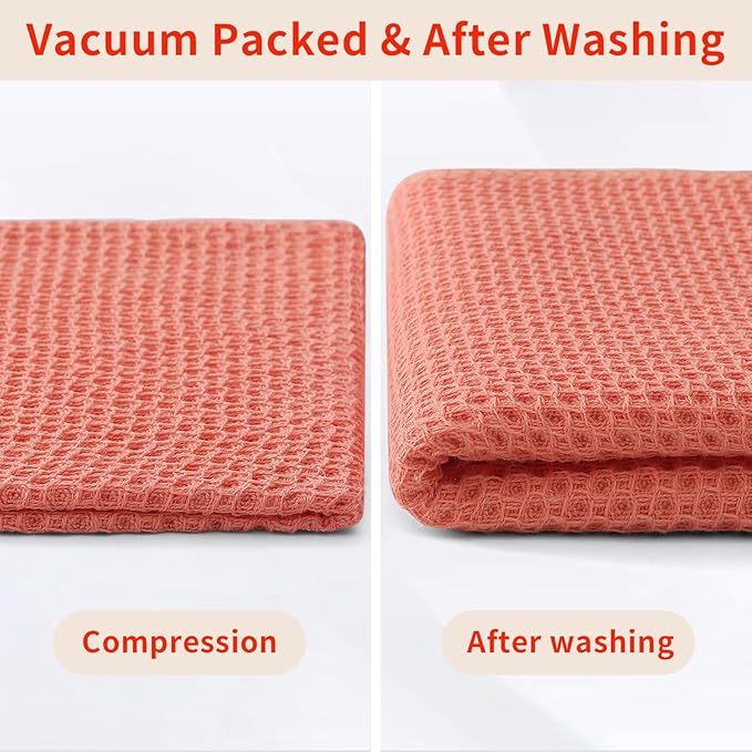Homaxy 100% Cotton Waffle Weave Kitchen Dish Cloths, Ultra Soft Absorbent Quick Drying Dish Towels, 12 x 12 Inches, 6-Pack, Coral