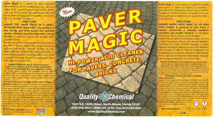 Quality Chemical Paver Magic - High Power Concrete, Brick and Paver Cleaner - Outdoor Stain Remover - 640 oz (Pack of 1)