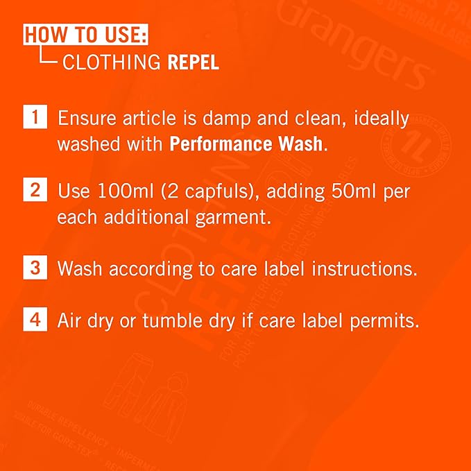 Granger's Clothing Repel Wash-In Waterproofing Treatment, Eco Pouch, 33.8 oz