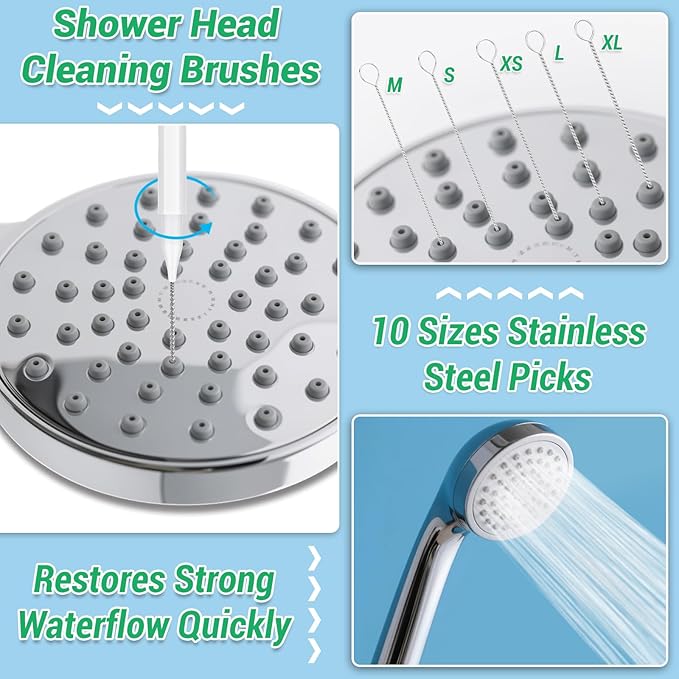 MAPVOLUT 70-in-1 Shower Head Cleaner Kit - 50 Micro Brushes + 20 Steel Picks for Clogged Nozzles, Stanley Cups, 3D Printers, Faucets -Each Tools Storage Case, Tiny Hole Unclogging Tool