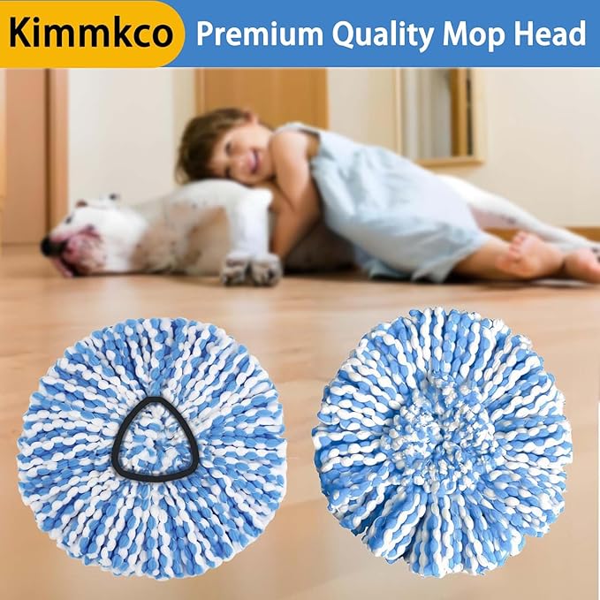 6 Pack Mop Head Replacement for O Cedar Only 2-Tank RinseClean Spin Mop, Mop Replace Refills for Ocedar Made of Fluffy Microfiber, Machine Washable, with 1 Mop Base