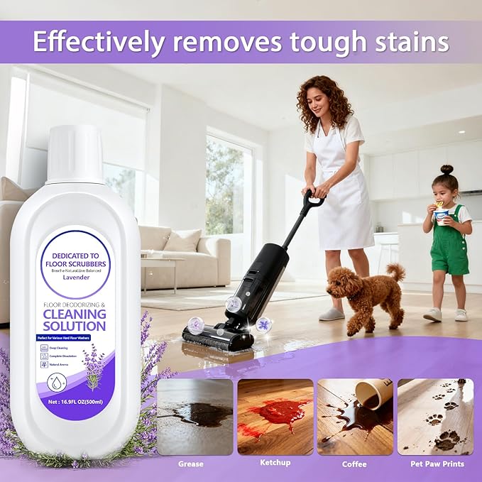 Multi-Surface Floor Cleaning Solution Compatible with Tineco iFLOOR 2/3/5 & FLOOR ONE S3/S5/S6/S7 PRO, Low Foam Floor Cleaner for All Cordless Wet/Dry Vacuum & Robot Vacuums Mop (2 Bottle, Lavender)