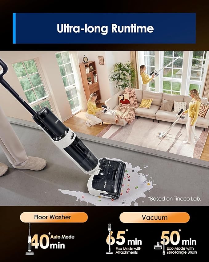 Tineco Floor ONE Switch S6 Stretch Wet Dry Vacuum Cleaner, Multi-Function, 180° Lay-Flat, Anti-Tangle Design, Self-Cleaning, 65Min Runtime, Dual-Edge Cleaning, Whole-House Cleaning Floor Cleaner