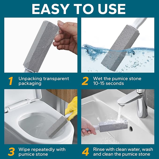 Emycool Pumice Stone Toilet Bowl Cleaner, 5 Pack Toilet Pumice Stone with Handle for Toilet Cleaning, Bathtubs, Sinks, Swimming Pools, Grills