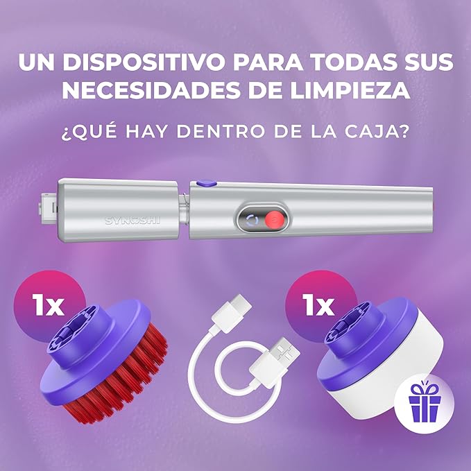 SYNOSHI PRO Electric Spin Scrubber, Cordless Cleaning Brush Bathroom Scrubber. Waterproof Shower Cleaner Brush with Adjustable Angles, 2 Speed, 180Min Work Time for Floor, Bathtub, Kitchen, Car, Tub