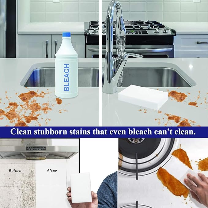 Magic Sponge Eraser, 50 Pack Melamine Sponge Sheets Foam in Bulk, All-Purpose Large Kitchen Dish Cleaning Pads, White Nano Scrub Non-Scratch Cleaner for Household, Bathroom, Wall
