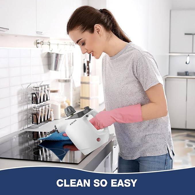 TICYACK Handheld Steam Cleaner, Steam Cleaner with 16 PCS Accessory & Safety Lock, 500ML Capacity, Multi-Surface Deep Cleaning for Home, Car, Bathroom, Grout, Floor, Window (White)