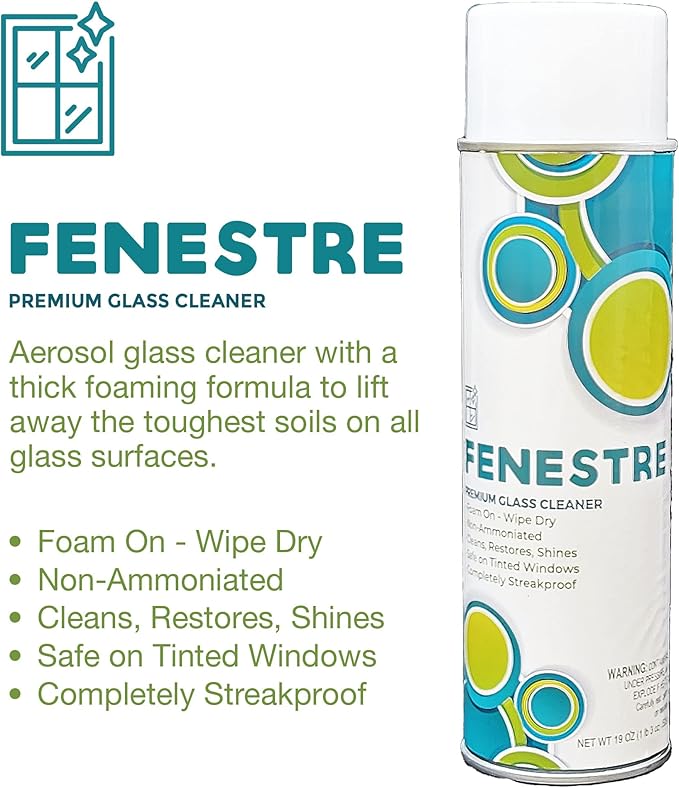 Fenestre Premium Foaming Glass Cleaner, 19 oz Aerosol (Each)