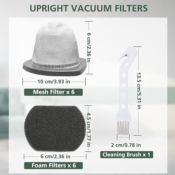 6 PACK 2033 Replacement Filter Compatible with Bissell Featherweight Stick Lightweight Bagless Vacuum Cleaner 20331, 20333, 20334, 20336, 20339, 2033M,6 Mesh Filter 6 Foam Filters, Replace No.1611508