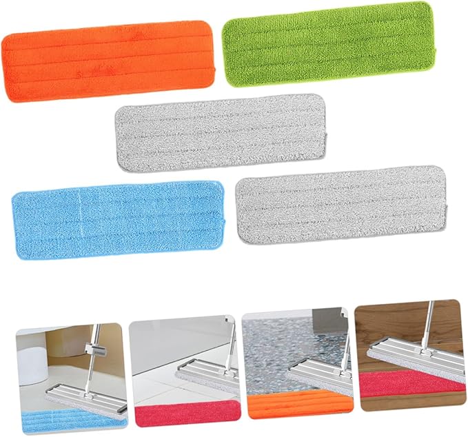 5pcs Fiber Mop Pads Replacement Reusable Cleaning Pads for Mops for Hardwood Tile Laminate Floors Compatible Various Types