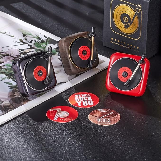 Car Record Player Air Diffusers Car Scents Air Freshener for Air Conditioning Outlet Clop Vent Clips Black, Mens Car Accessories