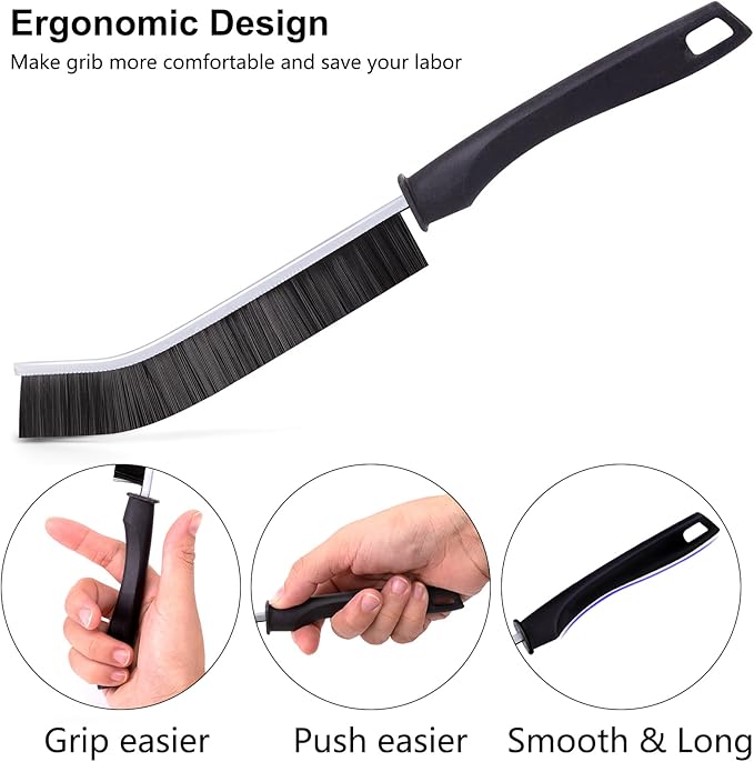 Ginsco 7 Pcs Hard Bristle Crevice Cleaning Brush Kit, Multifunctional Hand Held Gap Cleaning Tools for Small Corner Window Track Kitchen Bathroom