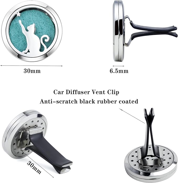 AZNECK Car Diffuser Vent Clip Car Essential Oil Diffuser Vent Clips Air Freshener 10 Felt Pads Cat Mother's Christmas Birthday Car Accessories Gifts for Women & Men