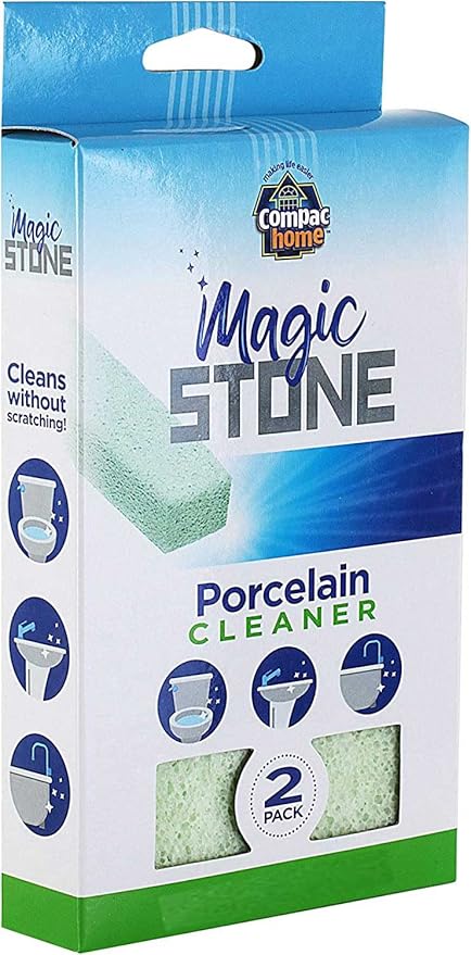Compac Home Magic-Stone Porcelain Cleaning Stick - Toilet Bowl Cleaner, Handy Toilet Cleaner Easily Scrubs/Removes Stubborn Lime Stains from Porcelain or Bathroom Fixtures, 4 Count
