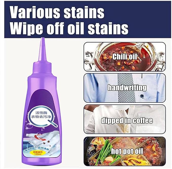 Stain Remover, Active Enzyme Laundry Stain Remover, Laundry Stain Remover Spray, White Shirt Garment Stubborn Stain Cleaner Oil Remover, For Clothes Laundry (2COLORS)