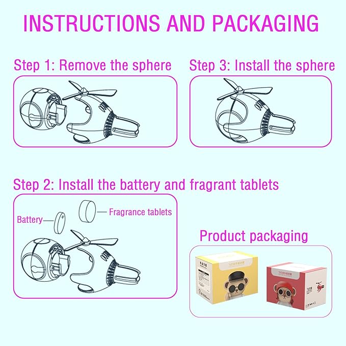 2Pcs Pilot Car Air Fresheners, Cute Car Vent Clip Air Freshener with 8 Fragrant Tablets Automotive Air Outlet Fan Diffuser, Automotive Interiors Vent Decoration (Yellow +Silver)